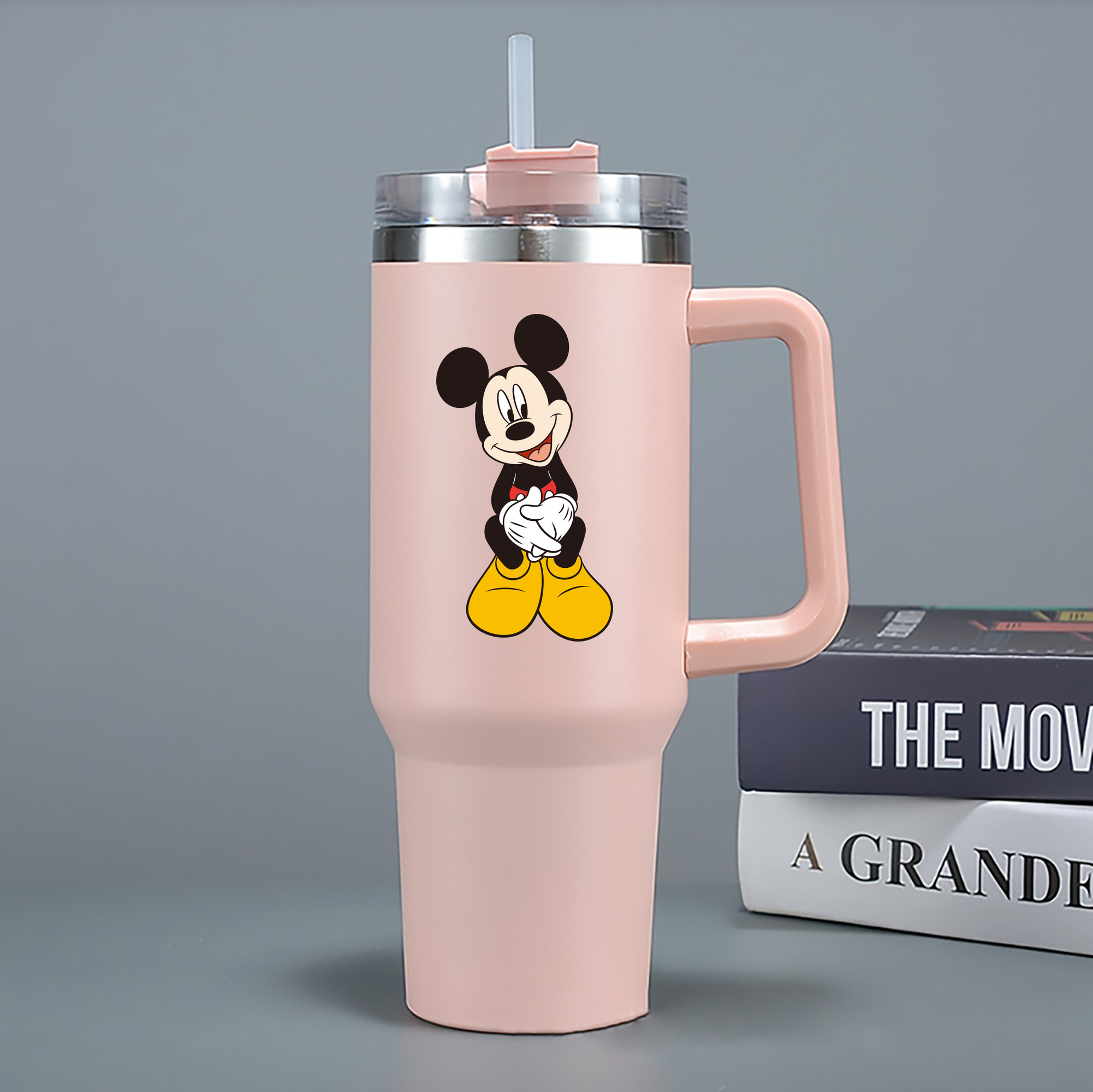 ミッキーマウス Mickey Mouse 1200mL車用タンブラー - クリスタルステッカー（プラスチックストロー付き）